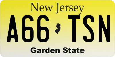 NJ license plate A66TSN