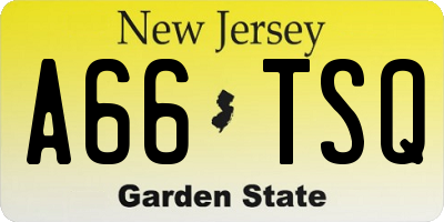 NJ license plate A66TSQ