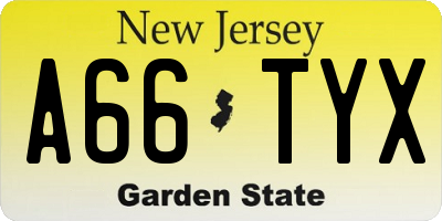 NJ license plate A66TYX