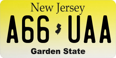 NJ license plate A66UAA