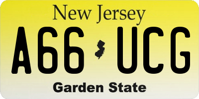 NJ license plate A66UCG