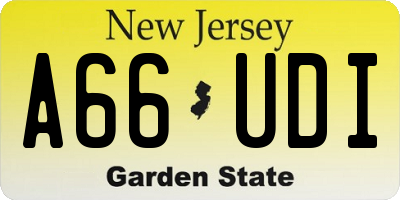 NJ license plate A66UDI