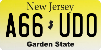 NJ license plate A66UDO