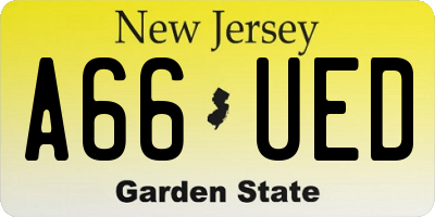 NJ license plate A66UED