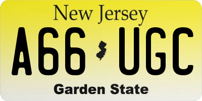 NJ license plate A66UGC