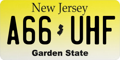 NJ license plate A66UHF
