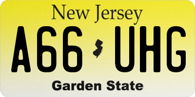 NJ license plate A66UHG