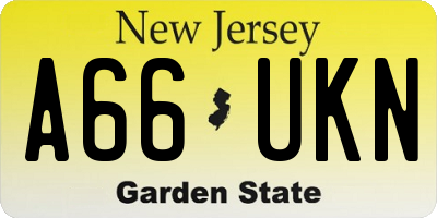 NJ license plate A66UKN