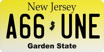 NJ license plate A66UNE