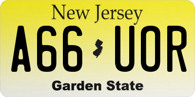 NJ license plate A66UOR