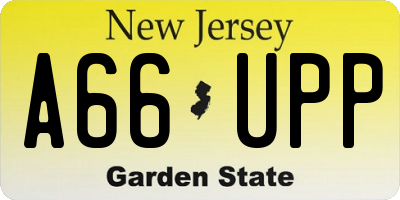 NJ license plate A66UPP