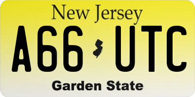 NJ license plate A66UTC