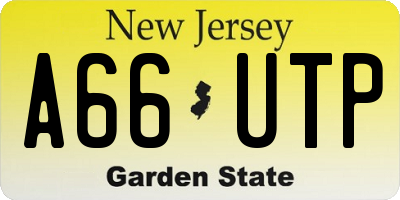 NJ license plate A66UTP