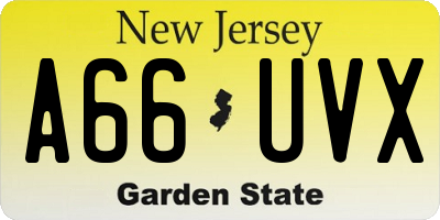 NJ license plate A66UVX