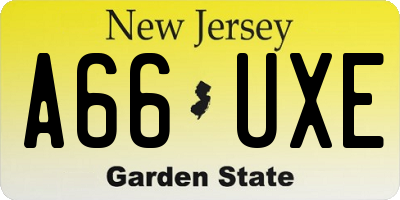 NJ license plate A66UXE