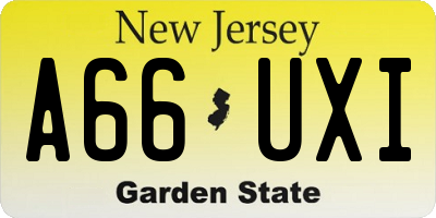 NJ license plate A66UXI