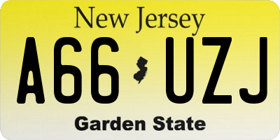 NJ license plate A66UZJ