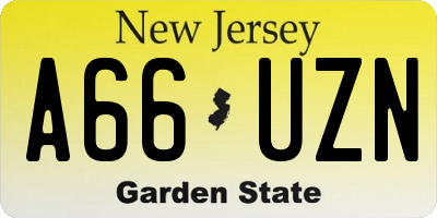 NJ license plate A66UZN