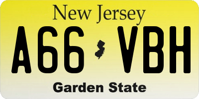 NJ license plate A66VBH