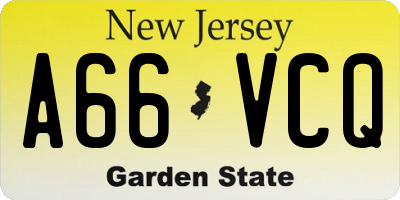 NJ license plate A66VCQ