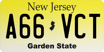 NJ license plate A66VCT