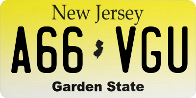 NJ license plate A66VGU