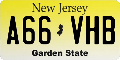 NJ license plate A66VHB