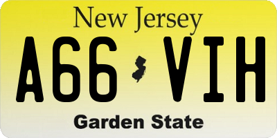 NJ license plate A66VIH