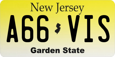 NJ license plate A66VIS
