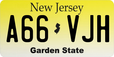 NJ license plate A66VJH