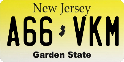 NJ license plate A66VKM