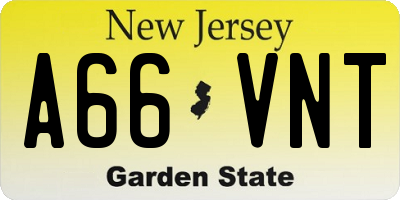 NJ license plate A66VNT