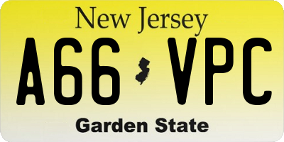 NJ license plate A66VPC