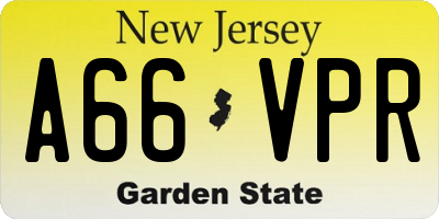 NJ license plate A66VPR