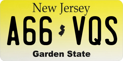 NJ license plate A66VQS