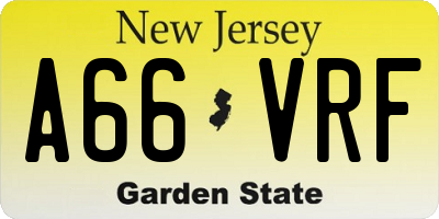 NJ license plate A66VRF