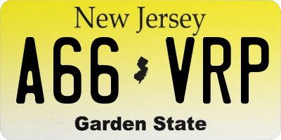 NJ license plate A66VRP