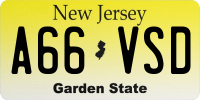NJ license plate A66VSD