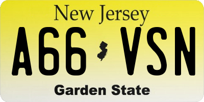 NJ license plate A66VSN