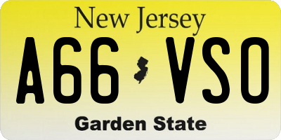 NJ license plate A66VSO