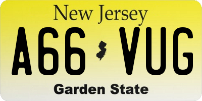 NJ license plate A66VUG