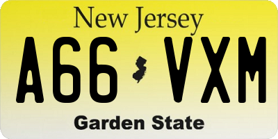 NJ license plate A66VXM