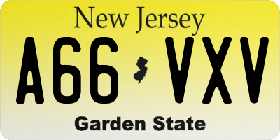 NJ license plate A66VXV