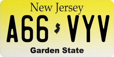 NJ license plate A66VYV