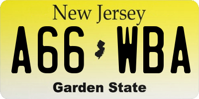 NJ license plate A66WBA