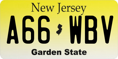 NJ license plate A66WBV