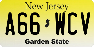 NJ license plate A66WCV