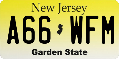 NJ license plate A66WFM
