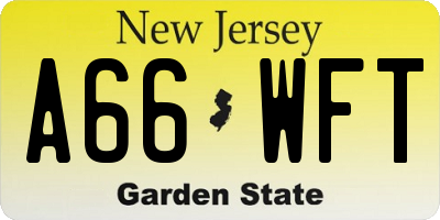 NJ license plate A66WFT