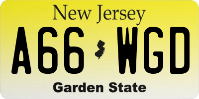 NJ license plate A66WGD